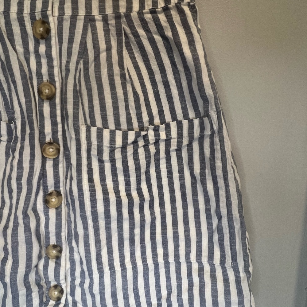 Abercrombie & Fitch Navy and White Vertical Stripe Midi Dress - Picture 4 of 11